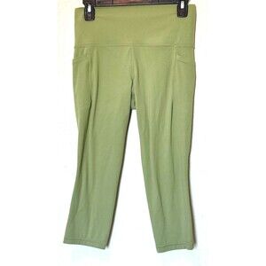 Athleta Leggings Green Salutation Stash Pocket II Capri size M Active Workout